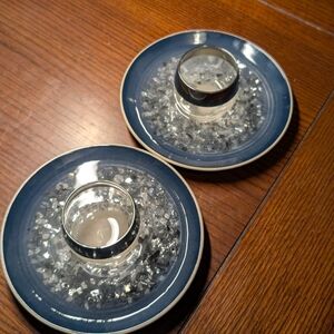 Blue and Silver Candle Holders